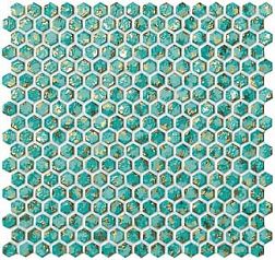 Atlas Concorde Dwell Turquoise Hexagon Gold Мозаика 30x30 см