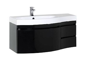 Тумба с раковиной Aquanet Опера 115 L черный (3 ящика)