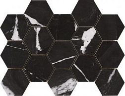 Pamesa Ceramica CR Lux Malla Hex Iliria Nero Черная Полированная Мозаика 22,5х32,5 см