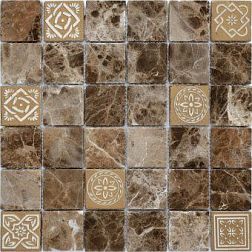Caramelle Pietrine 7 мм Emperador Dark Pol Коричневая Полированная Мозаика 30,5х30,5х0,7 (4,8х4,8) см