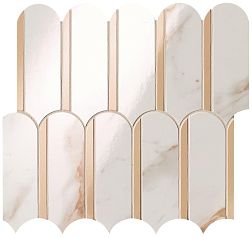 Fap Ceramiche Roma Gold Calacatta Oro - Onice Miele Archs Микс Полированная Мозаика 28,2х31см