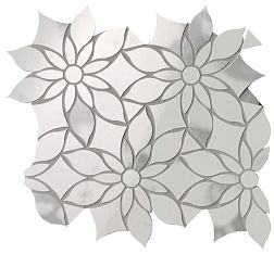 Fap Ceramiche Roma Gold Carrara Superiore Daisy Slash Белая Полированная Мозаика 29х31,9см