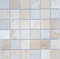 Caramelle Art Stone Travertino Beige Мозаика матовая 30х30x0,8 (4,8x4,8) см