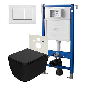 Сет: Инсталляция Point Элемент PN45120+Клавиша Ника бел PN44081W+Унитаз Меркурий чёрн мат. PN41831BM