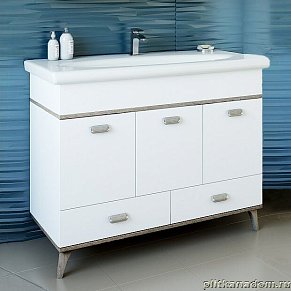 Sanflor Бруно Тумба 105 с раковиной Леонардо 105 (Kirovit), Белая, орегон 105,8х86х51,7