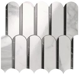 Fap Ceramiche Roma Gold Carrara Superiore - Nero Elegante Archs Черно-белая Полированная  Мозаика 28,2х31см