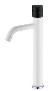 Boheme Stick 122-W-MR Смеситель для умывальника высокий, White, ручка мрамор черная