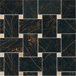 Versace Marble 240533 Nero-oro Intreccio  Мозаика на сетке 29,1х29,1 см