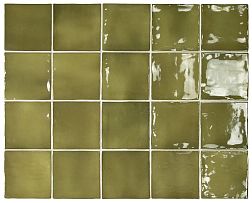 Equipe Manacor Basil Green Зеленая Глянцевая Настенная плитка 10х10 см