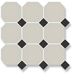 Top Cer Octagon 4416 OCT14-1Ch White Black Dots 14 Черно-белый Матовый Керамогранит 30x30 см