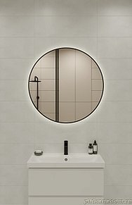 Cersanit 64148 Зеркало Eclipse smart 90x90 с подсветкой круглое в черной рамке