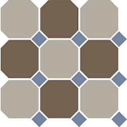 Top Cer Octagon New 4401+29 OCT11-A Beige 01 Coffe Brown 29 Octagon-Blue Cobalt 11 Dots Керамогранит 30x30 см