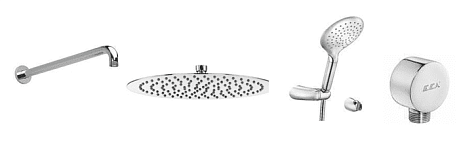 Комплект 102101146EX 3 функц. (смеситель,кронштейн, верх.душ, руч душ)