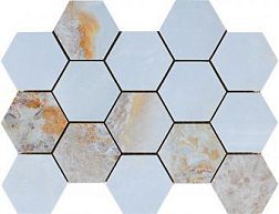 Pamesa Ceramica CR Lux Malla Hex Danae Opalo Голубая Полированная Мозаика 22,5х32,5 см