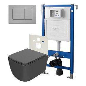 Сет: Инсталляция Point Элемент PN45120 + Клавиша PN44081SB + Унитаз Меркурий графит PN41831GM