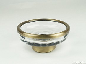 Surya Crystal, мыльница на металлическом основании 11,5х11,5хh4,5 см, стекло с эффектом волны, светлая бронза, 6602/SB-WAV