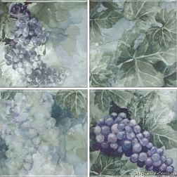 Absolut Keramika Acuarela Vino (Uvas) Set B Декор 10х10 (4 шт.) см
