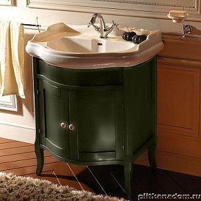 Kerasan Retro 734952 verde База 73, с закругленным фасадом, под раковину 1047, зеленый, ручки керамика