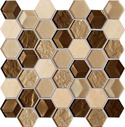 Tubadzin Mozaiki Drops stone brown hex Мозаика 29,8х30 см