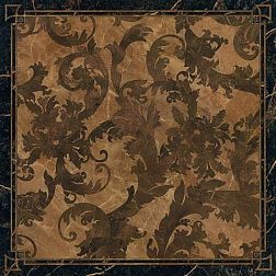 Versace Marble 240073 Pavimento Rettificato Lapp. Cassettone Foglia Nero Керамогранит декорированный 58,5х58,5 см