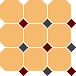 Top Cer Octagon New 4421 OCT20+14-B Ochre Yellow Octagon 21-Brick Red 20 + Black 14 Dots Керамогранит 30x30 см