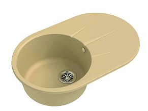 Мойка кухонная Ewigstein Rund 50F 1-чаша+ крыло 750*480мм бежевый