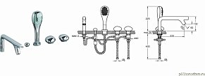 Vitra Istanbul A41813EXP Смеситель для ванны+ручной душ (на ванну)