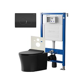 Сет: Инсталляция Point Элемент PN45120 + Клавиша Виктория черн/хром PN44061BC + Унитаз Вега чёрн мат