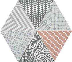 Rocersa Nordic Hexa Mix-3 Gris-Coral Керамогранит 20х23 см