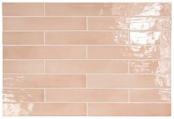 Equipe Manacor Blush Pink Розовая Глянцевая Настенная плитка 6,5х40 см