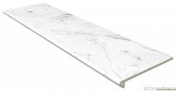 Gres de Aragon Marble Carrara Blanco Liso Peldano Redondo Белая Матовая Ступень 33x120 см