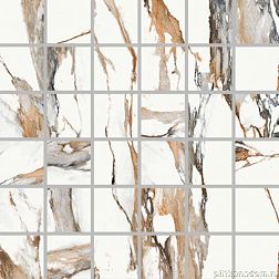 Energieker Calacatta Msc Gold Tess. Бежевая Лаппатированная Мозаика 30x30 (4,8x4,8) см