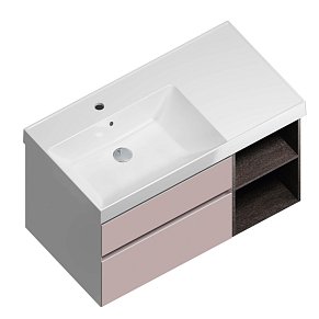 Kerama Marazzi Cubo CU.90lh\MAL Тумба подвесная 90 левая, 2 ящика + отк полка, мальва матовая