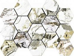 Pamesa Ceramica CR Lux Malla Hex Grotta Oro Микс Полированная Мозаика 22,5х32,5 см