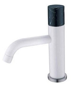 Boheme Stick 121-W-MR Смеситель для умывальника низкий, White, ручка мрамор черная